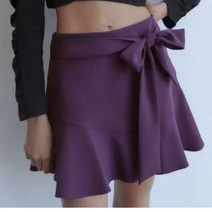 Zara purple maroon bow skirt